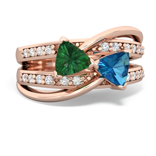 Lab Emerald Lab Created Emerald with Genuine London Blue Topaz Bowtie ring Ring