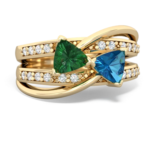 Lab Emerald Lab Created Emerald with Genuine London Blue Topaz Bowtie ring Ring