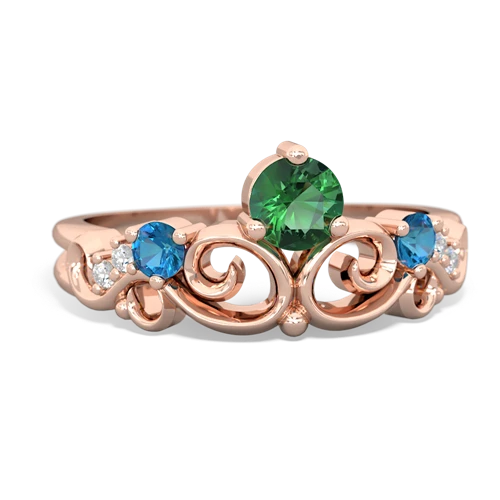 Lab Emerald Lab Created Emerald with Genuine London Blue Topaz and Genuine Tanzanite Crown Keepsake ring Ring