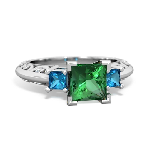 lab emerald-london topaz engagement ring