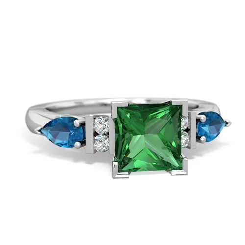 Lab Created Emerald with Genuine London Blue Topaz and  Engagement ring