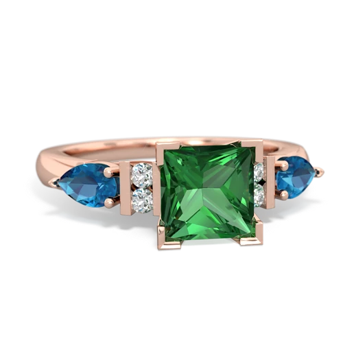 lab emerald-london topaz engagement ring