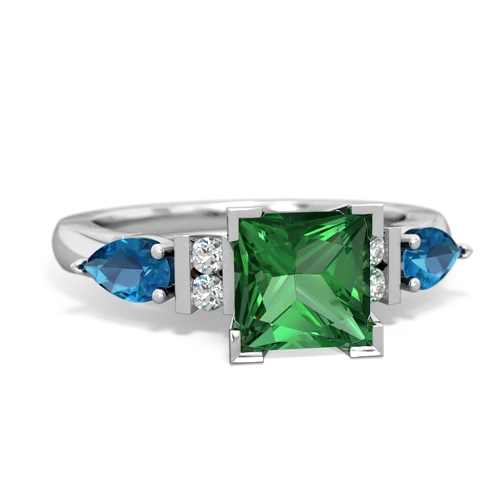 lab emerald-london topaz engagement ring