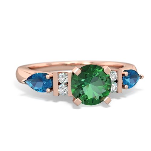Lab Emerald Lab Created Emerald with Genuine London Blue Topaz and  Engagement ring Ring