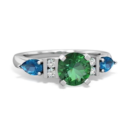 lab emerald-london topaz engagement ring