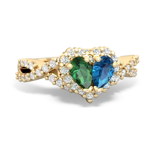 lab emerald-london topaz engagement ring