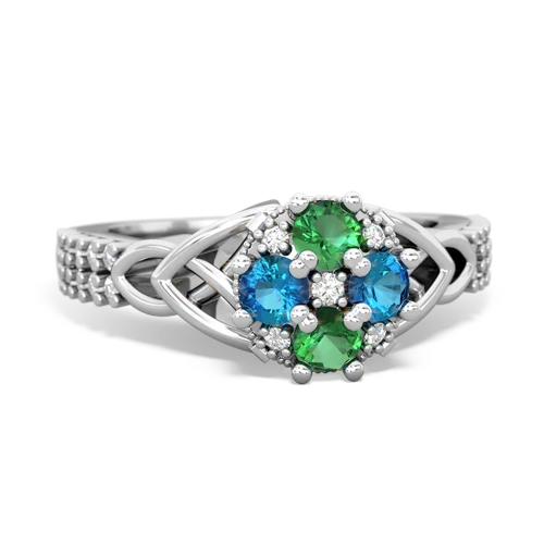 lab emerald-london topaz engagement ring