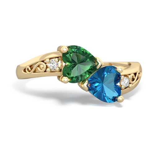 lab emerald-london topaz filligree ring