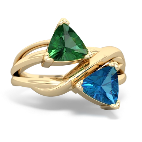 Lab Emerald Lab Created Emerald with Genuine London Blue Topaz Split Band Swirl ring Ring