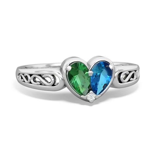 lab emerald-london topaz filligree ring