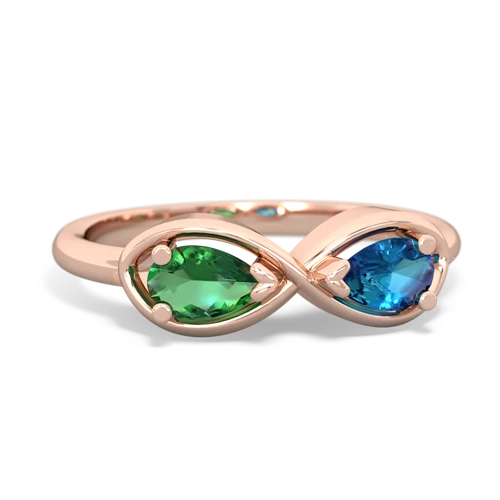 Lab Emerald Lab Created Emerald with Genuine London Blue Topaz Infinity ring Ring