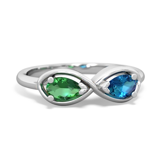 Lab Created Emerald with Genuine London Blue Topaz Infinity ring