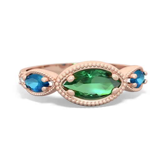 lab emerald-london topaz milgrain marquise ring