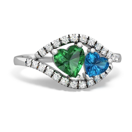 Lab Created Emerald with Genuine London Blue Topaz Mother and Child ring