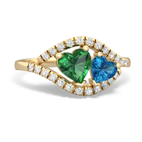 lab emerald-london topaz mother child ring