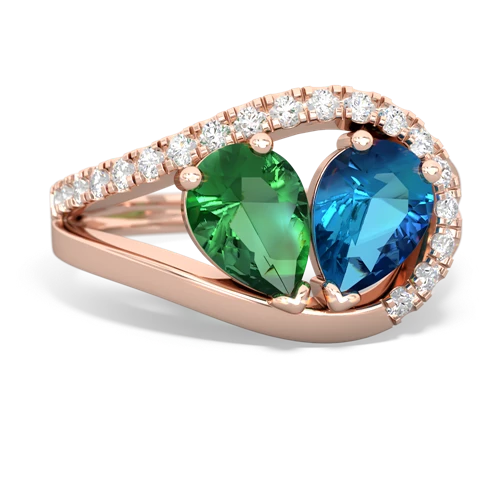 lab emerald-london topaz pave heart ring