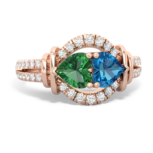 Lab Emerald Lab Created Emerald with Genuine London Blue Topaz Art-Deco Keepsake ring Ring