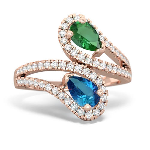 Lab Emerald Lab Created Emerald with Genuine London Blue Topaz Diamond Dazzler ring Ring
