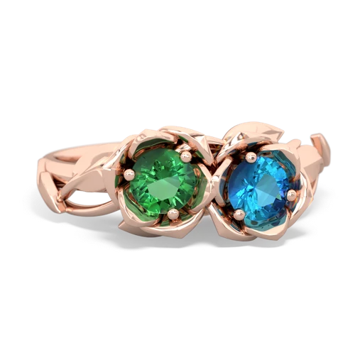 Lab Emerald Lab Created Emerald with Genuine London Blue Topaz Rose Garden ring Ring