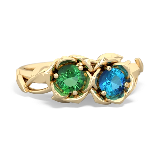 Lab Emerald Lab Created Emerald with Genuine London Blue Topaz Rose Garden ring Ring