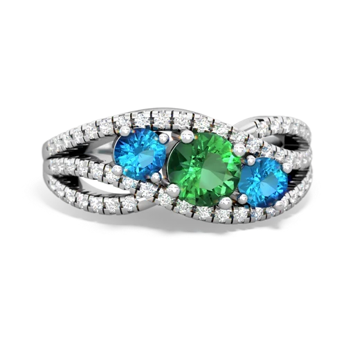 lab emerald-london topaz three stone pave ring
