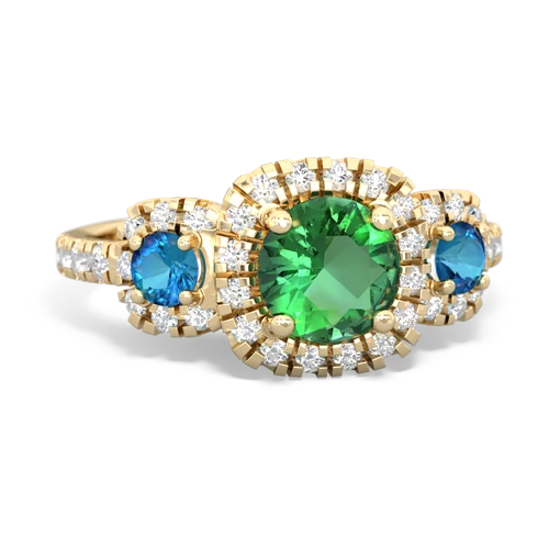 Lab Emerald Lab Created Emerald with Genuine London Blue Topaz and  Regal Halo ring Ring