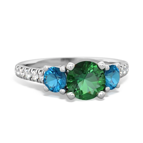 Lab Emerald Lab Created Emerald with Genuine London Blue Topaz and Genuine Smoky Quartz Pave Trellis ring Ring