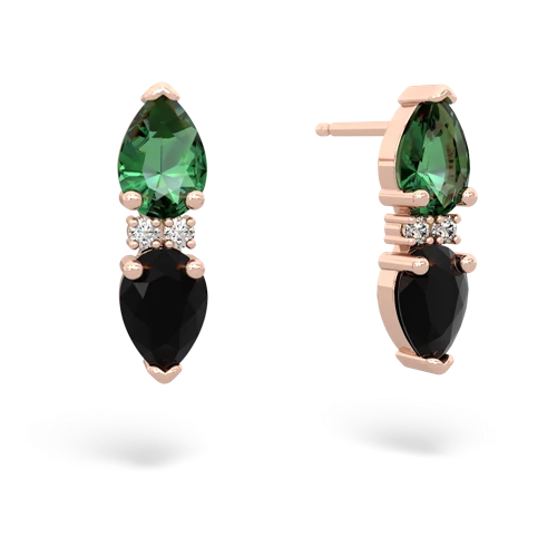 lab emerald-onyx bowtie earrings