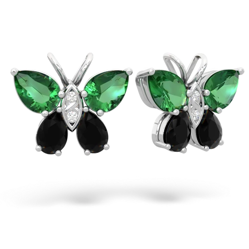 lab emerald-onyx butterfly earrings