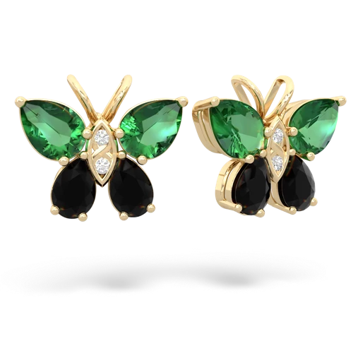 lab emerald-onyx butterfly earrings