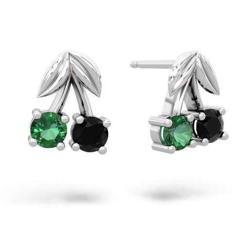 lab emerald-onyx cherries earrings