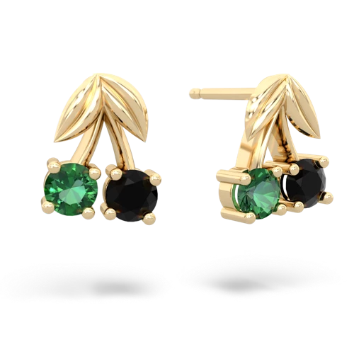 lab emerald-onyx cherries earrings