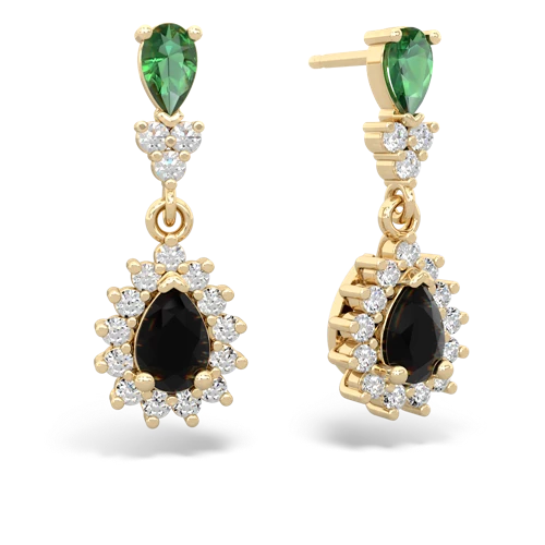 lab emerald-onyx dangle earrings