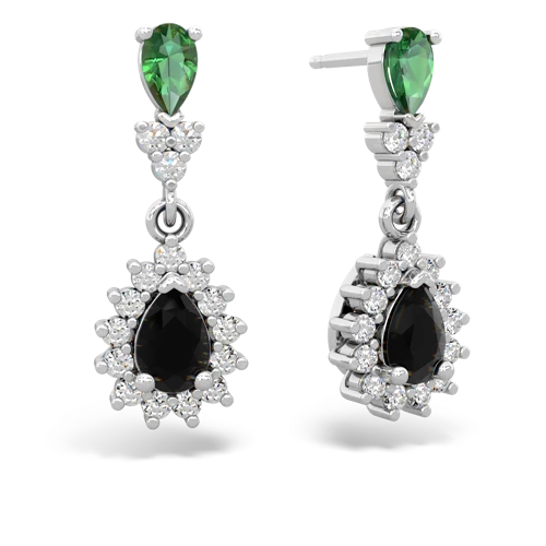 lab emerald-onyx dangle earrings