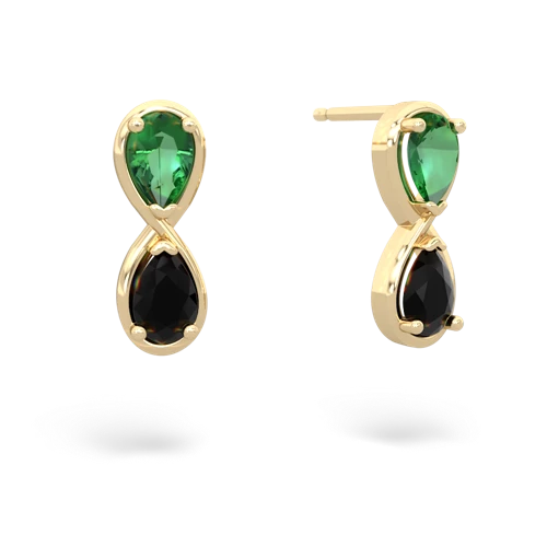 lab emerald-onyx infinity earrings