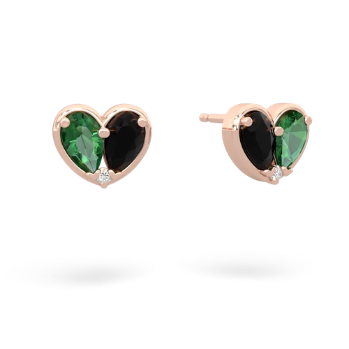 lab emerald-onyx one heart earrings