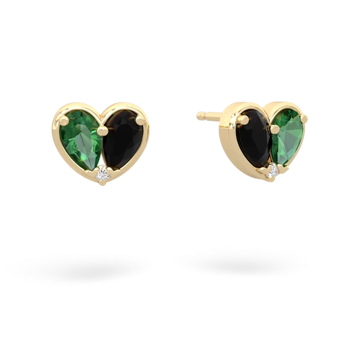 lab emerald-onyx one heart earrings