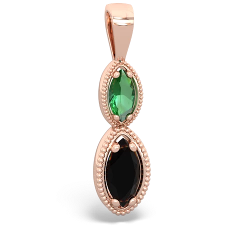 Lab Emerald Lab Created Emerald with Genuine Black Onyx Antique-style Halo pendant Pendant