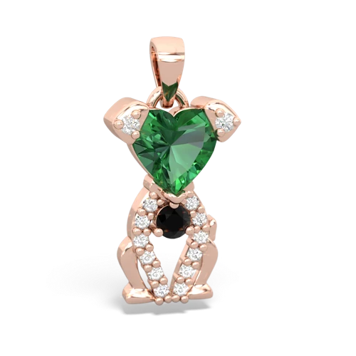 lab emerald-onyx birthstone puppy pendant