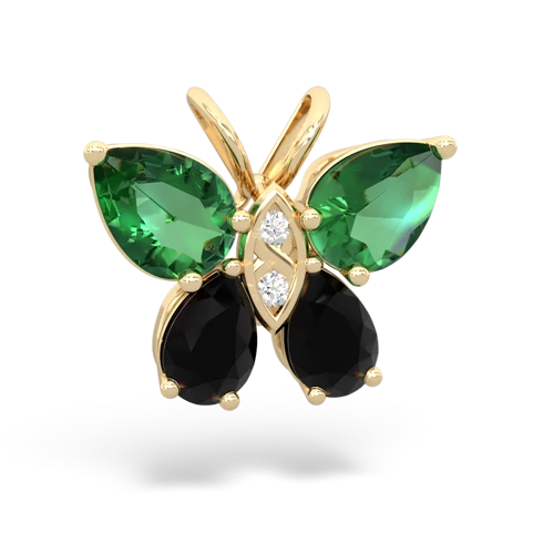 lab emerald-onyx butterfly pendant