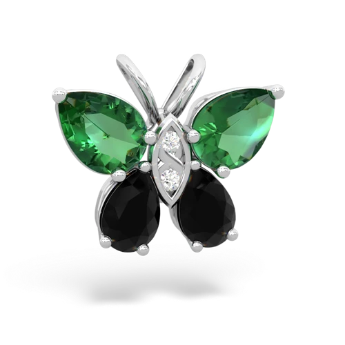 lab emerald-onyx butterfly pendant