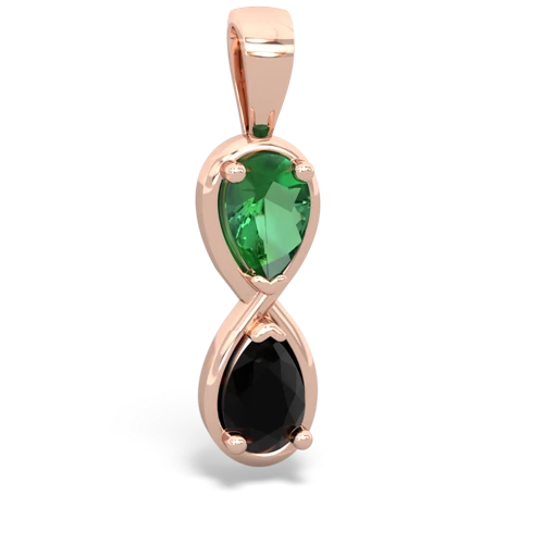lab emerald-onyx infinity pendant