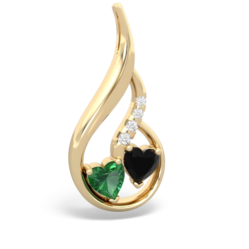 lab emerald-onyx keepsake swirl pendant