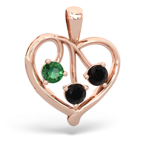 lab emerald-onyx love heart pendant