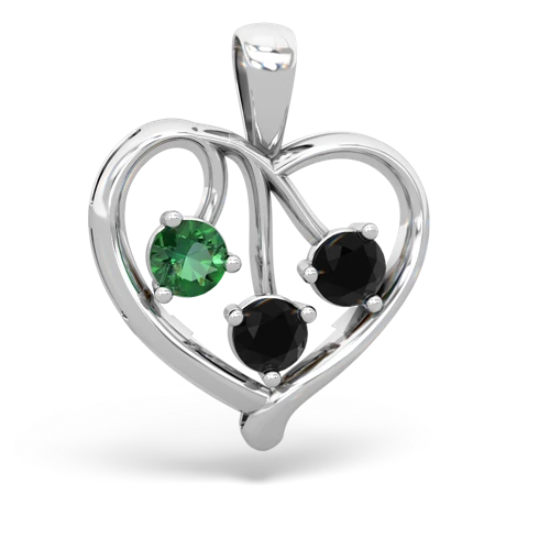 lab emerald-onyx love heart pendant