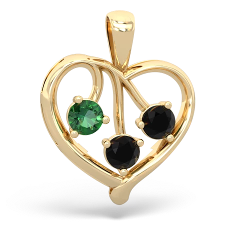 lab emerald-onyx love heart pendant