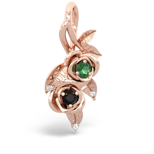 lab emerald-onyx rose vine pendant