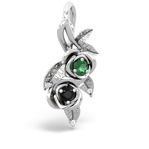 lab emerald-onyx rose vine pendant