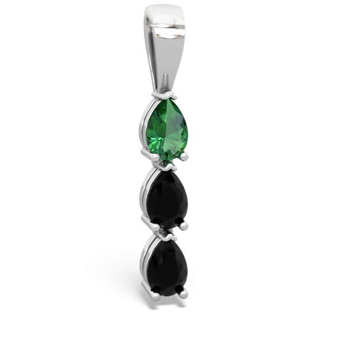 lab emerald-onyx three stone pendant