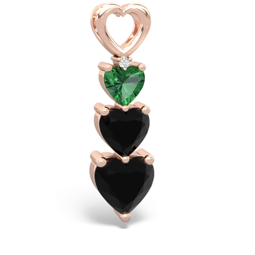 lab emerald-onyx three stone pendant